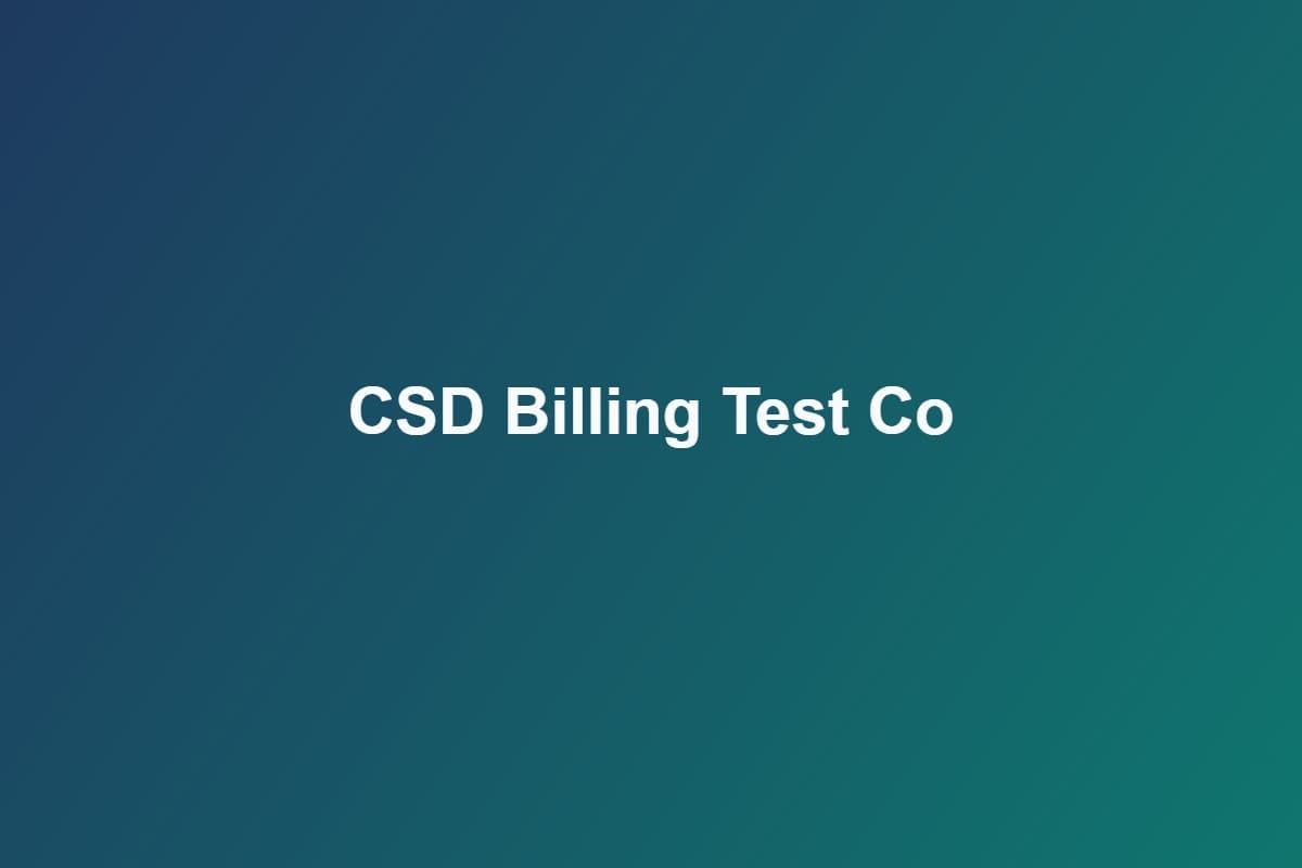 CSD Billing Test Co